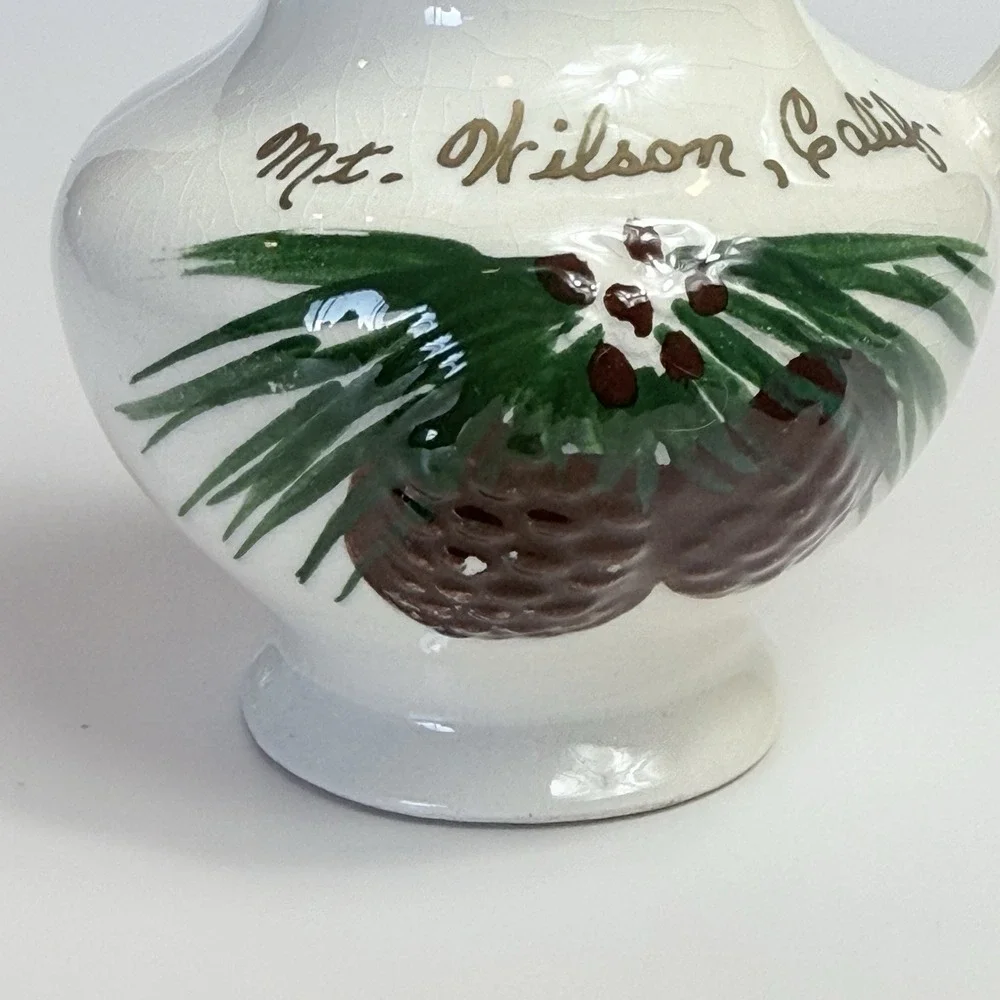 Vintage California Souvenir Mini Pitcher Pinecone Cabin Cottagecore Decor